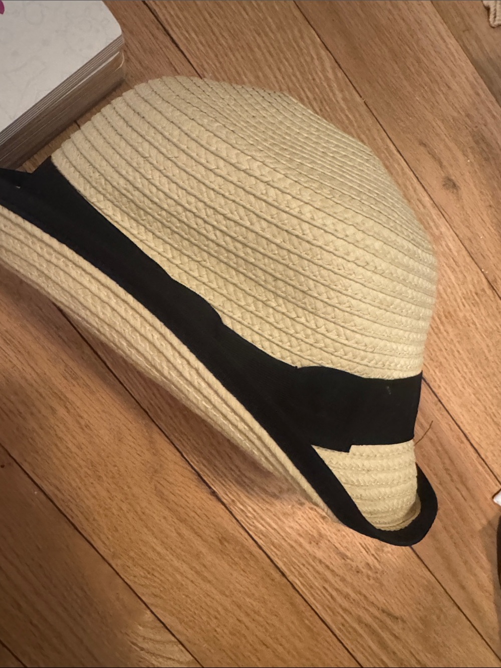 Women's Straw Sun Hat with Black Trim - Classic Summer Accessory
